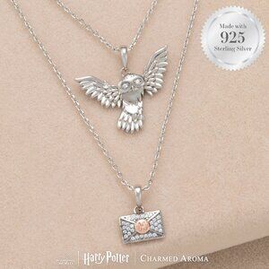 Official Harry Potter Hedwig Owl Necklace - 925 Sterling Silver Charmed Aroma